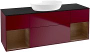 Тумба под раковину Villeroy & Boch Finion 160х50,1 см с подсветкой МДФ пион матовый лак/стекло черное матовое GD02GNHB