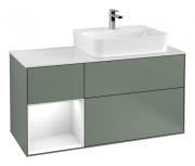 Тумба під раковину Villeroy & Boch Finion 120х50,1 см із підсвічуванням МДФ оливковий матовий лак/скло біле матове G141GFGM