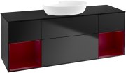 Тумба під раковину Villeroy & Boch Finion 160х50,1 см із підсвічуванням МДФ чорний матовий лак/скло чорне матове GD02HBPD