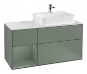Тумба под раковину Villeroy & Boch Finion 120х50,1 см с подсветкой МДФ оливковый матовый лак/стекло белое матовое G141GMGM