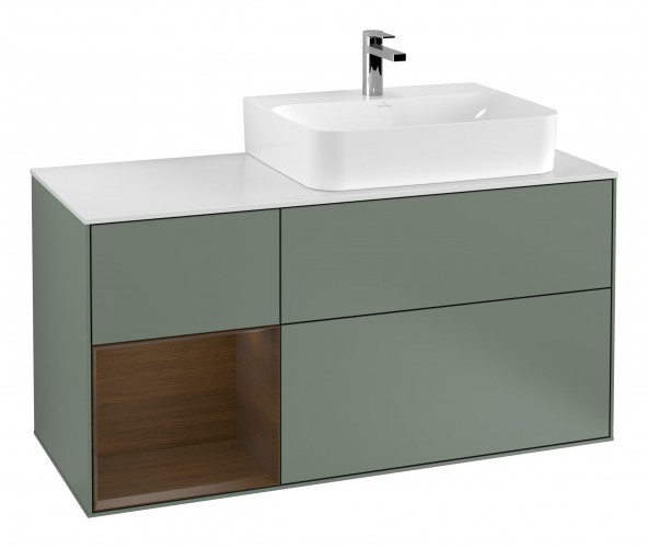 Тумба под раковину Villeroy & Boch Finion 120х50,1 см с подсветкой МДФ оливковый матовый лак/стекло белое матовое G141GNGM