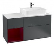 Тумба под раковину Villeroy & Boch Finion 120х50,1 см с подсветкой МДФ темно-синий матовый лак/стекло белое матовое G141HBHG