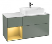 Тумба під раковину Villeroy & Boch Finion 120х50,1 см із підсвічуванням МДФ оливковий матовий лак/скло біле матове G141HFGM