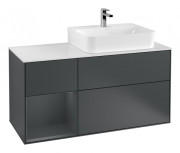 Тумба под раковину Villeroy & Boch Finion 120х50,1 см с подсветкой МДФ темно-синий матовый лак/стекло белое матовое G141HGHG