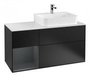 Тумба під раковину Villeroy & Boch Finion 120х50,1 см із підсвічуванням МДФ чорний матовий лак/скло біле матове G141HGPD