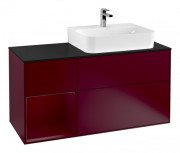 Тумба под раковину Villeroy & Boch Finion 120х50,1 см с подсветкой МДФ пион матовый лак/стекло черное матовое G142HBHB