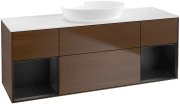 Тумба під раковину Villeroy & Boch Finion 160х50,1 см із підсвічуванням МДФ шпон волоського горіха/скло біле матове GD01PDGN