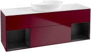 Тумба під раковину Villeroy & Boch Finion 160х50,1 см з підсвічуванням МДФ півонія матовий лак/скло біле матове GD01PDHB