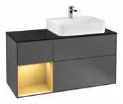 Тумба под раковину Villeroy & Boch Finion 120х50,1 см с подсветкой МДФ антрацит матовый лак/стекло черное матовое G142HFGK