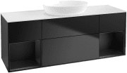 Тумба під раковину Villeroy & Boch Finion 160х50,1 см із підсвічуванням МДФ чорний матовий лак/скло біле матове GD01PDPD