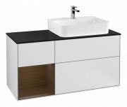 Тумба під раковину Villeroy & Boch Finion 120х50,1 см із підсвічуванням МДФ білий матовий лак/скло чорне матове G142GNMT