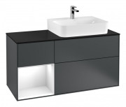 Тумба под раковину Villeroy & Boch Finion 120х50,1 см с подсветкой МДФ темно-синий матовый лак/стекло черное матовое G142GFHG