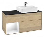 Тумба под раковину Villeroy & Boch Finion 120х50,1 см с подсветкой МДФ шпон дуба/стекло черное матовое G142GFPC