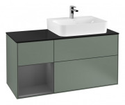 Тумба под раковину Villeroy & Boch Finion 120х50,1 см с подсветкой МДФ оливковый матовый лак/стекло черное матовое G142GKGM