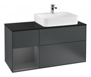 Тумба под раковину Villeroy & Boch Finion 120х50,1 см с подсветкой МДФ темно-синий матовый лак/стекло черное матовое G142GKHG