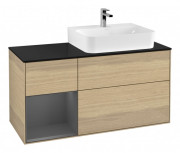 Тумба под раковину Villeroy & Boch Finion 120х50,1 см с подсветкой МДФ шпон дуба/стекло черное матовое G142GKPC