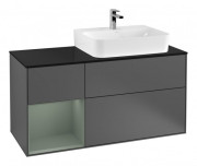 Тумба под раковину Villeroy & Boch Finion 120х50,1 см с подсветкой МДФ антрацит матовый лак/стекло черное матовое G142GMGK