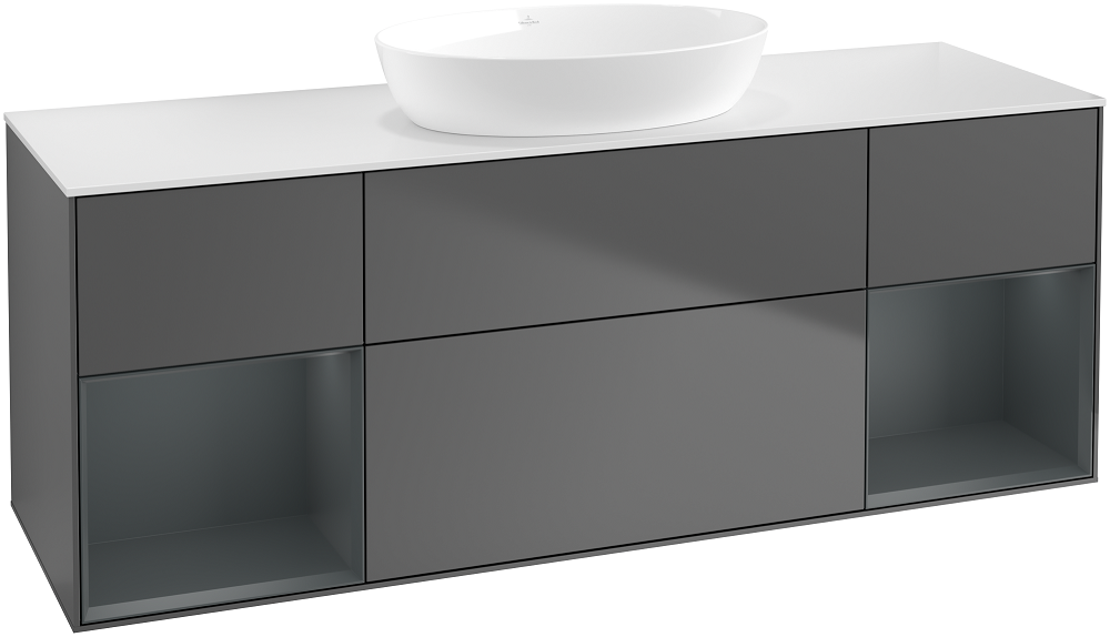 Тумба под раковину Villeroy & Boch Finion 160х50,1 см с подсветкой МДФ антрацит матовый лак/стекло белое матовое GD01HGGK