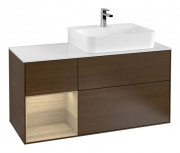 Тумба под раковину Villeroy & Boch Finion 120х50 ,1 см с подсветкой МДФ шпон грецкого ореха/стекло белое матовое G141PCGN