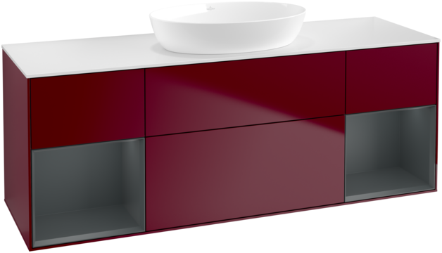 Тумба под раковину Villeroy & Boch Finion 160х50,1 см с подсветкой МДФ пион матовый лак/стекло белое матовое GD01HGHB