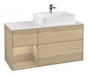 Тумба под раковину Villeroy & Boch Finion 120х50,1 см с подсветкой МДФ шпон дуба/стекло белое матовое G141PCPC