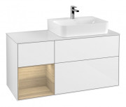 Тумба под раковину Villeroy & Boch Finion 120х50,1 см с подсветкой МДФ глянцевый белый лак/стекло белое матовое G141PCGF