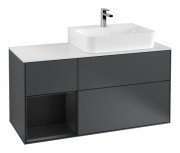 Тумба под раковину Villeroy & Boch Finion 120х50,1 см с подсветкой МДФ темно-синий матовый лак/стекло белое матовое G141PDHG