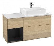 Тумба під раковину Villeroy & Boch Finion 120х50,1 см із підсвічуванням МДФ шпон дуба/скло біле матове G141PDPC