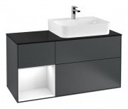 Тумба під раковину Villeroy & Boch Finion 120х50,1 см із підсвічуванням МДФ темно-синій матовий лак/скло чорне матове G142GFHG