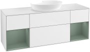 Тумба под раковину Villeroy & Boch Finion 160х50,1 см с подсветкой МДФ глянцевый белый лак/стекло белое матовое GD01GMGF