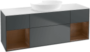 Тумба под раковину Villeroy & Boch Finion 160х50,1 см с подсветкой МДФ темно-синий матовый лак/стекло белое матовое GD01GNHG