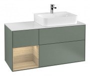 Тумба під раковину Villeroy & Boch Finion 120х50,1 см із підсвічуванням МДФ оливковий матовий лак/скло біле матове G141PCGM