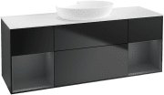 Тумба под раковину Villeroy & Boch Finion 160х50,1 см с подсветкой МДФ черный матовый лак/стекло белое матовое GD01HGPD