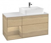 Тумба под раковину Villeroy & Boch Finion 120х50,1 см с подсветкой МДФ шпон дуба/стекло белое матовое G141PCPC