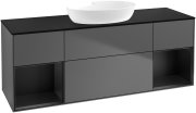 Тумба під раковину Villeroy & Boch Finion 160х50,1 см із підсвічуванням МДФ антрацит матовий лак/скло чорне матове GD02PDGK