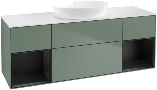 Тумба під раковину Villeroy & Boch Finion 160х50,1 см із підсвічуванням МДФ оливковий матовий лак/скло біле матове GD01PDGM