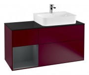 Тумба под раковину Villeroy & Boch Finion 120х50,1 см с подсветкой МДФ пион матовый лак/стекло черное матовое G142HGHB