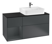 Тумба под раковину Villeroy & Boch Finion 120х50,1 см с подсветкой МДФ темно-синий матовый лак/стекло черное матовое G142HGHG