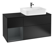 Тумба под раковину Villeroy & Boch Finion 120х50,1 см с подсветкой МДФ черный матовый лак/стекло черное матовое G142HGPD