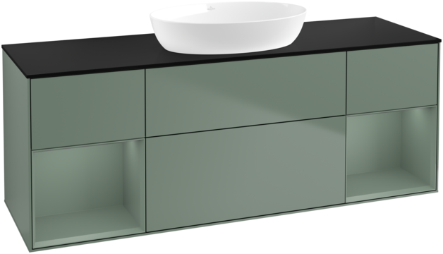 Тумба под раковину Villeroy & Boch Finion 160х50,1 см с подсветкой МДФ оливковый матовый лак/стекло черное матовое GD02GMGM