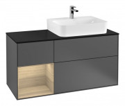 Тумба под раковину Villeroy & Boch Finion 120х50,1 см с подсветкой МДФ антрацит матовый лак/стекло черное матовое G142PCGK