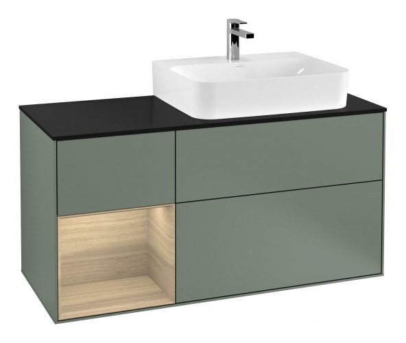 Тумба под раковину Villeroy & Boch Finion 120х50,1 см с подсветкой МДФ оливковый матовый лак/стекло черное матовое G142PCGM