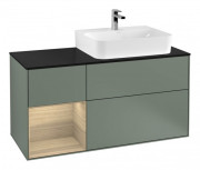 Тумба под раковину Villeroy & Boch Finion 120х50,1 см с подсветкой МДФ оливковый матовый лак/стекло черное матовое G142PCGM