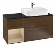 Тумба под раковину Villeroy & Boch Finion 120х50 ,1 см с подсветкой МДФ шпон грецкого ореха/стекло черное матовое G142PCGN