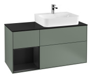 Тумба под раковину Villeroy & Boch Finion 120х50,1 см с подсветкой МДФ оливковый матовый лак/стекло черное матовое G142PDGM