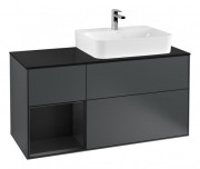 Тумба под раковину Villeroy & Boch Finion 120х50,1 см с подсветкой МДФ темно-синий матовый лак/стекло черное матовое G142PDHG