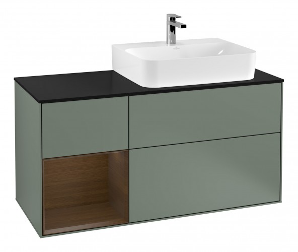 Тумба под раковину Villeroy & Boch Finion 120х50,1 см с подсветкой МДФ оливковый матовый лак/стекло черное матовое G142GNGM