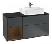 Тумба под раковину Villeroy & Boch Finion 120х50,1 см с подсветкой МДФ темно-синий матовый лак/стекло черное матовое G142GNHG