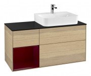 Тумба під раковину Villeroy & Boch Finion 120х50,1 см із підсвічуванням МДФ шпон дуба/скло чорне матове G142HBPC