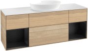 Тумба під раковину Villeroy & Boch Finion 160х50,1 см із підсвічуванням МДФ шпон дуба/скло біле матове GD01PDPC